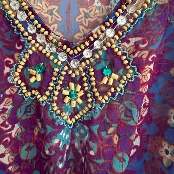 New Cynthia Rowley Beach Coverup Boho V-Neck Tunic Flowy Summer Top Small - Picture 5 of 6